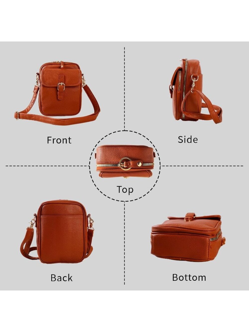 Women Brown Large Capacity Purse Card Slots Shoulder Leather Crossbody Bags - Picture 4 of 6